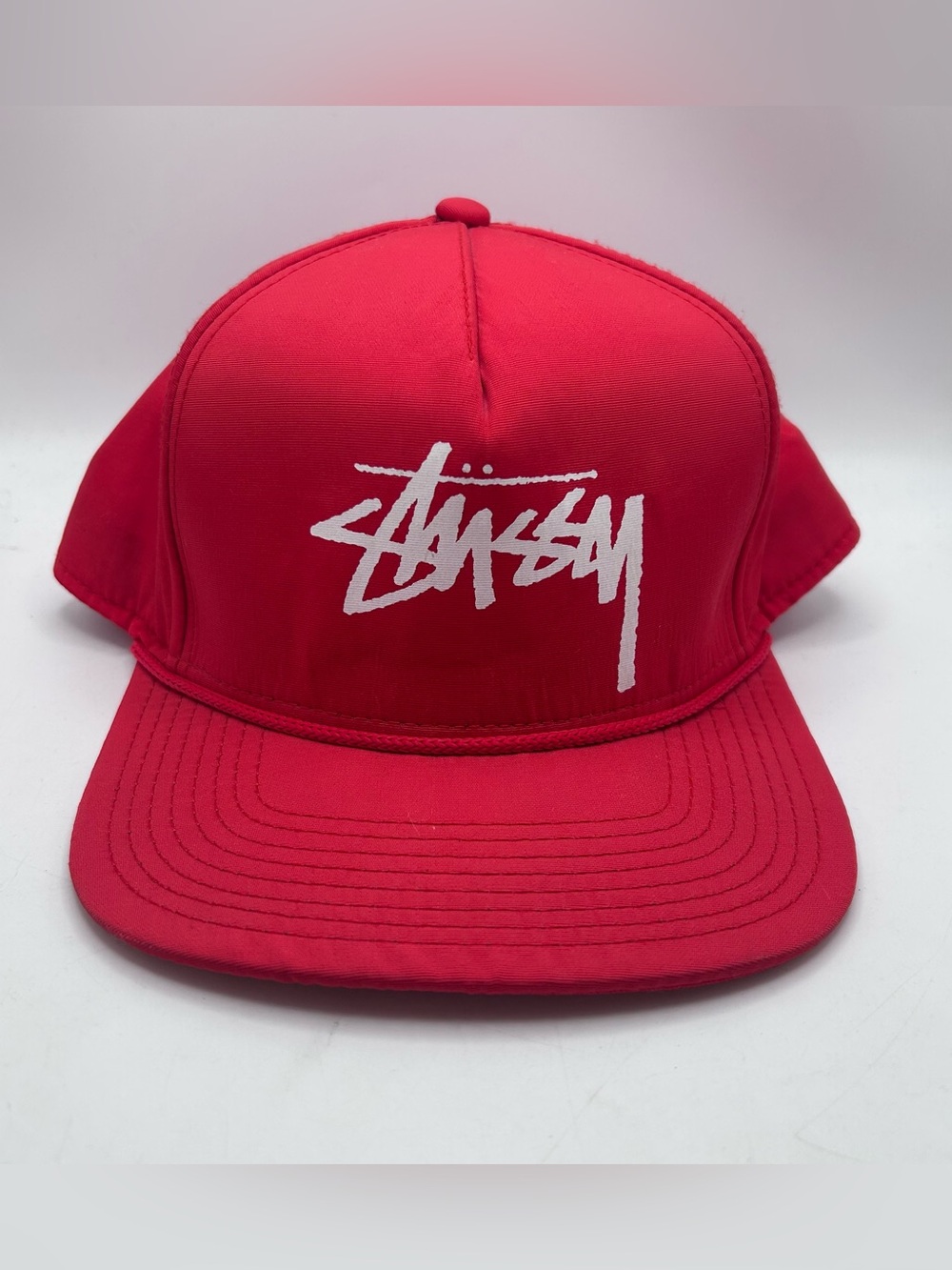 Stussy Red Trucker Hat Snapback Rope Cap Classic Style 100% Nylon